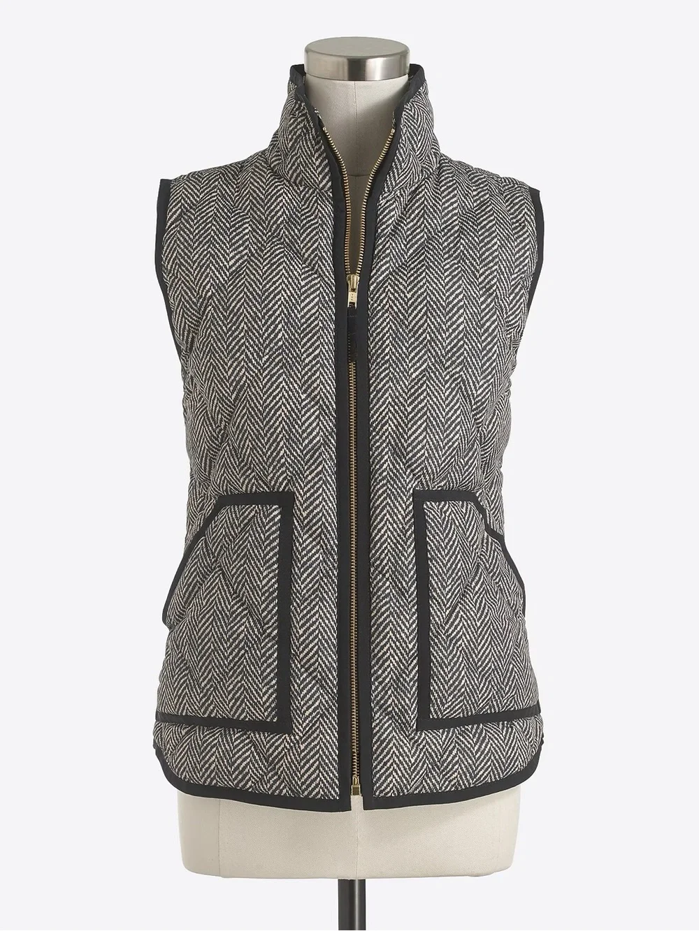 J CREW VEST - WHITE NAVY HERRINGBONE